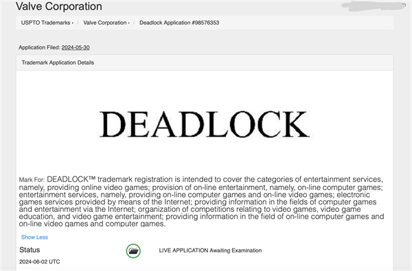 V 社 6v6 競技游戲《Deadlock》申請商標