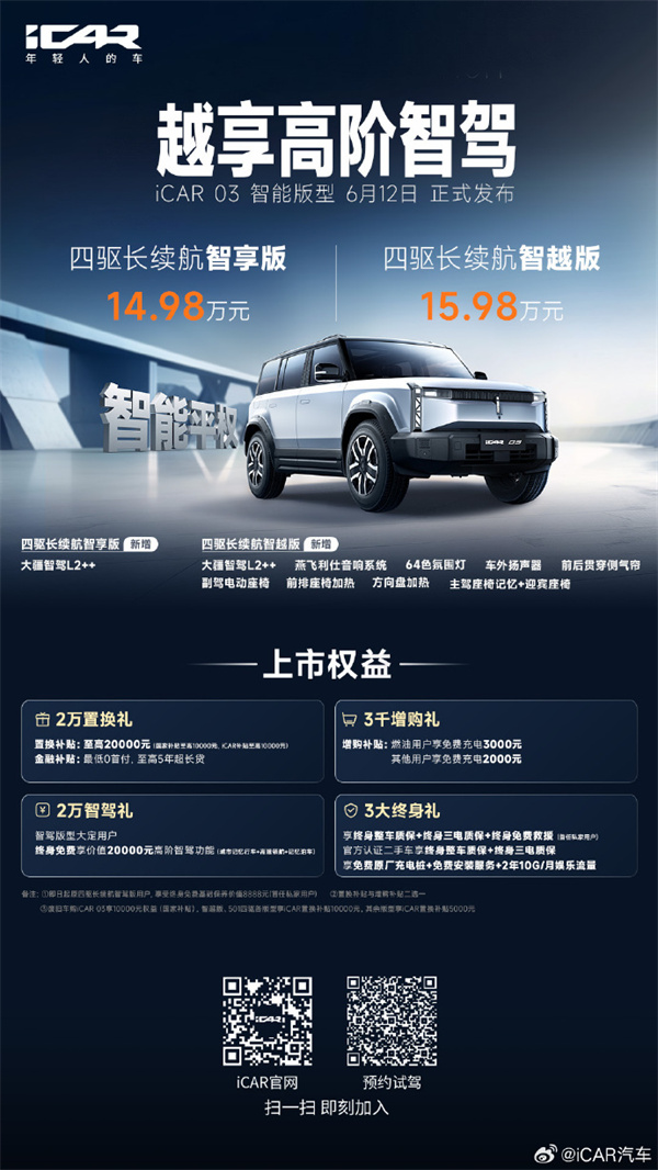 iCAR 03 智能版型上市