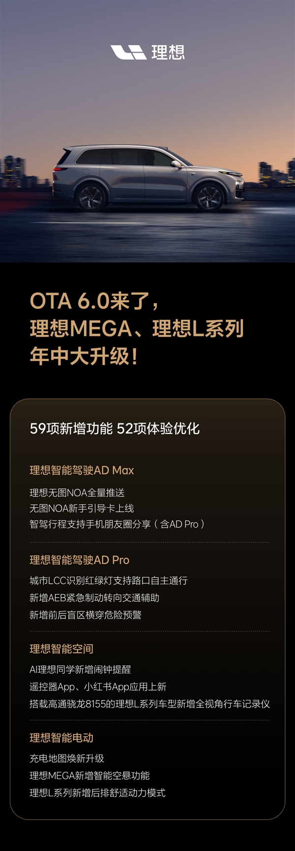 無圖NOA開啟全量推送 全國都能開！理想汽車正式推送OTA 6.0