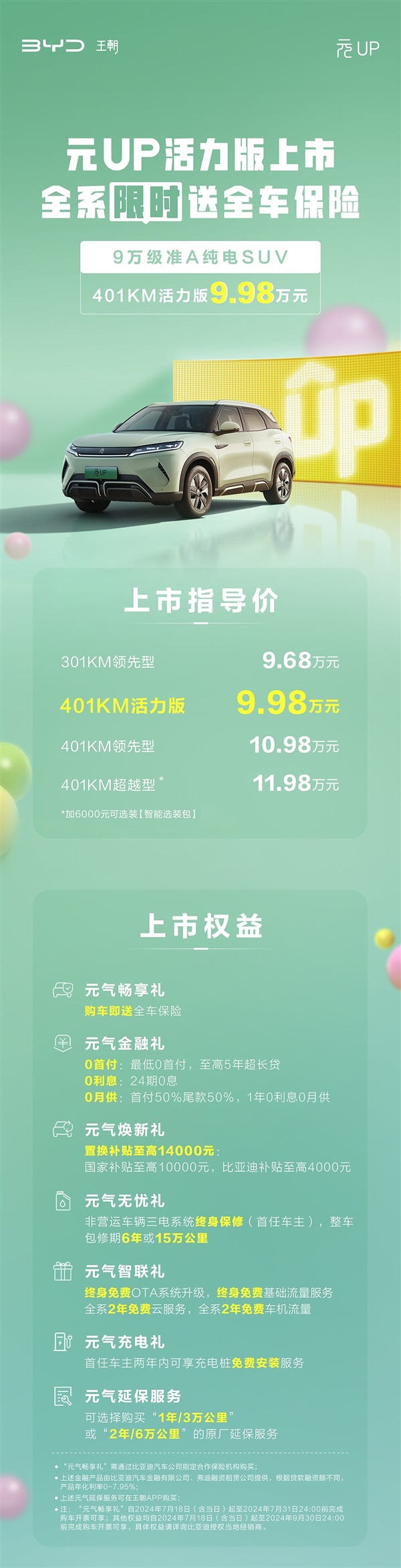 9.98萬(wàn)起 比亞迪元UP新車上市：多花3000買100公里續(xù)航
