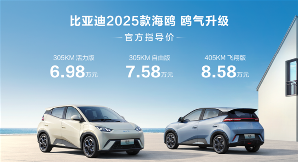 通勤神車再次更新！比亞迪2025款海鷗正式上市：售6.98萬(wàn)元起
