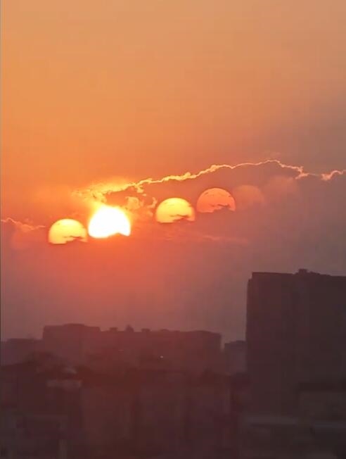 成都市民拍到7個(gè)太陽同框：大概1分鐘后就消失了