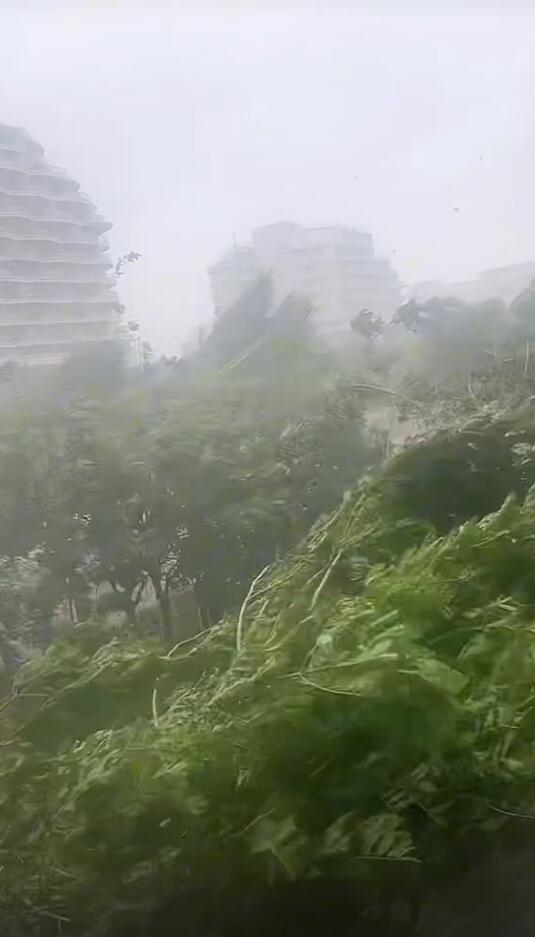 文昌暴雨下到天地間白茫茫一片：超強(qiáng)臺風(fēng)摩羯登陸