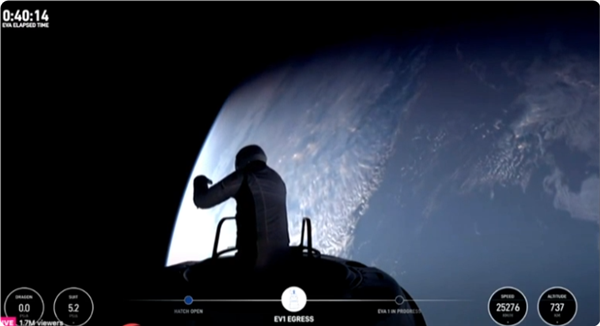 SpaceX開啟人類首次商業(yè)太空行走：美國億萬富翁成功出艙