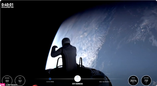 SpaceX開啟人類首次商業(yè)太空行走：美國億萬富翁成功出艙