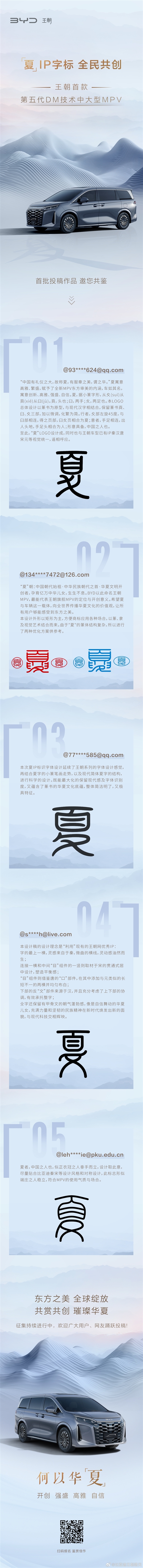 比亞迪公布“夏”字LOGO全民共創(chuàng)作品 五款圖標你更喜歡哪個？