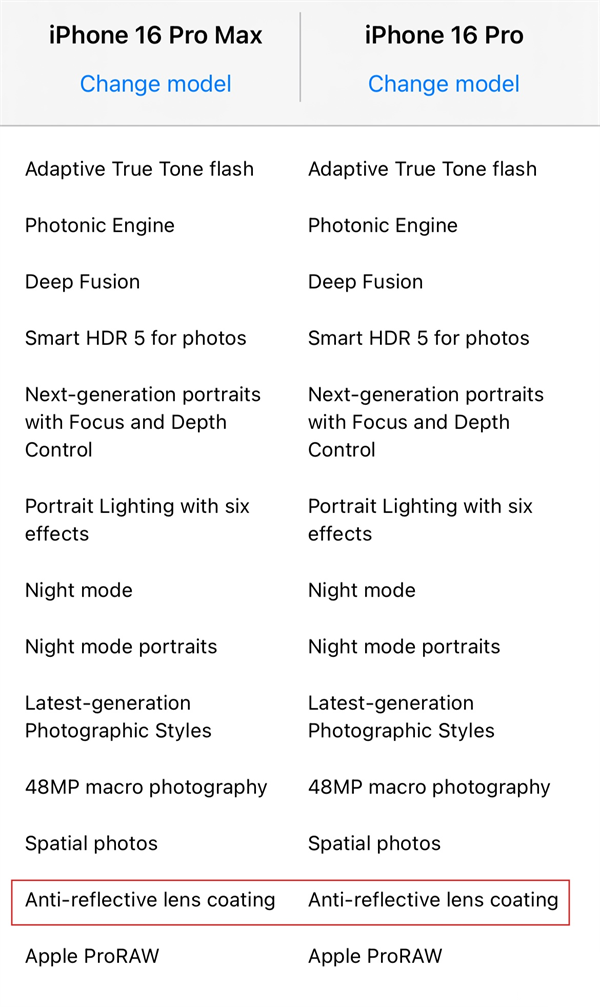 蘋果官網(wǎng)移除 iPhone 16 系列抗反射鏡頭涂層宣傳