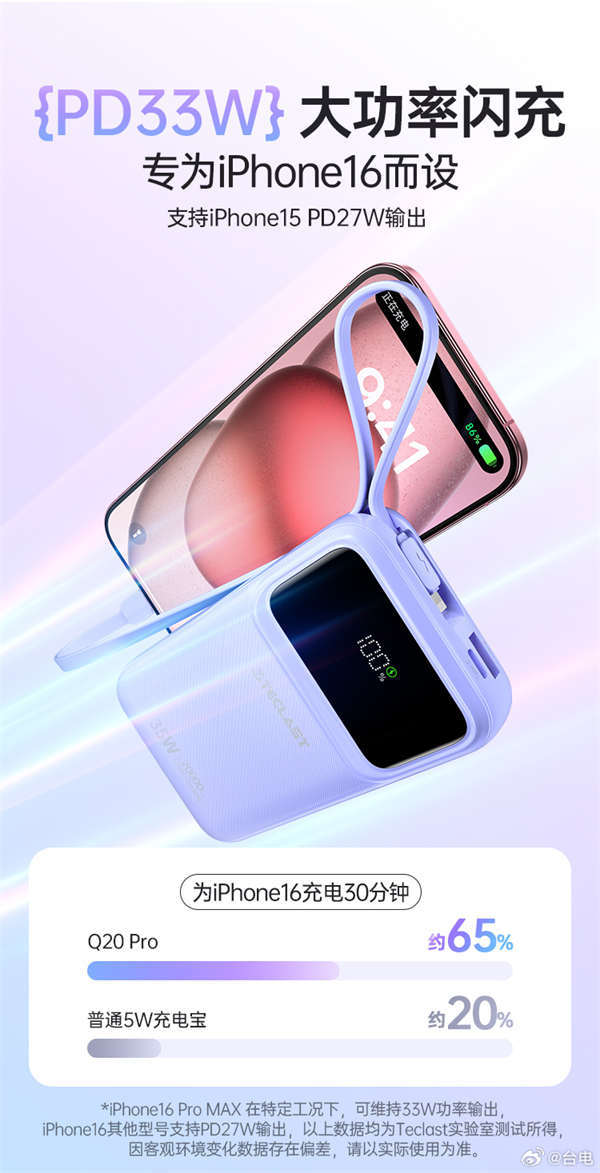 臺電發(fā)布 Teclast Q20 Pro 移動電源，售價 119 元