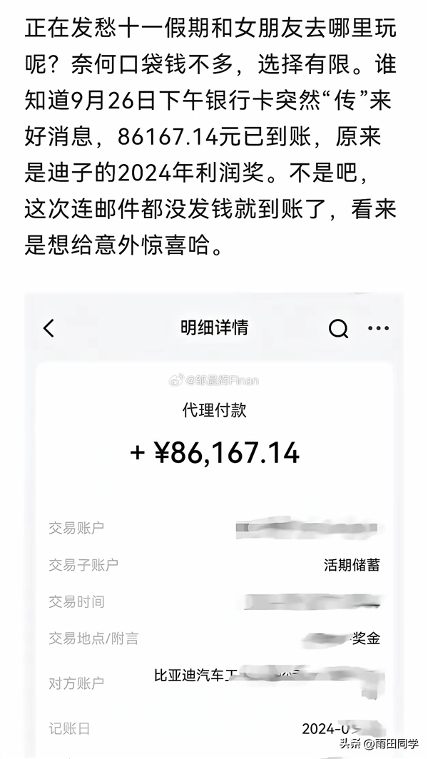 有人到手10多萬 比亞迪回應(yīng)突然向員工發(fā)放利潤獎：情況屬實