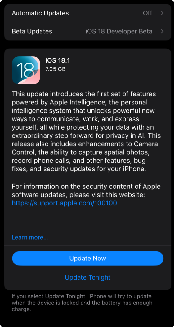 蘋果發(fā)布iOS 18.1準正式版升級！緊急修復(fù)iPhone 16系列隨機重啟Bug