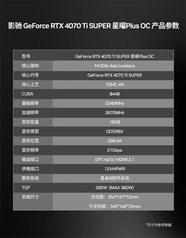 影馳發(fā)布 RTX 4070 Ti SUPER 星曜 Plus OC 顯卡，首發(fā) 6799 元