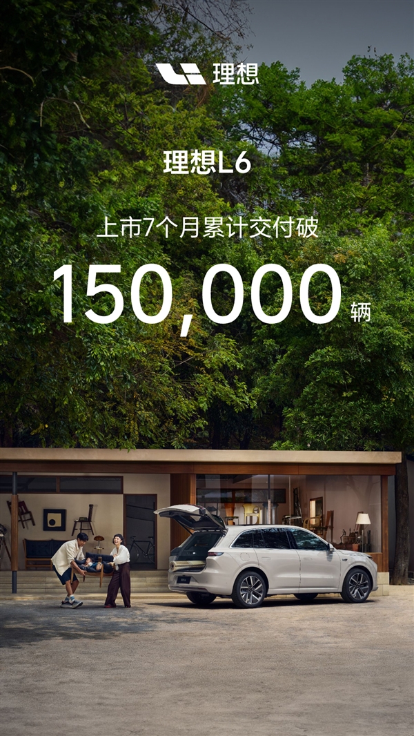 同級(jí)罕有對(duì)手 理想L6上市7個(gè)月交付破15萬(wàn)臺(tái)：月均破2萬(wàn)