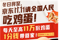 京東11.11冬日大禮：每天至高11萬(wàn)份雞蛋1分錢帶回家！