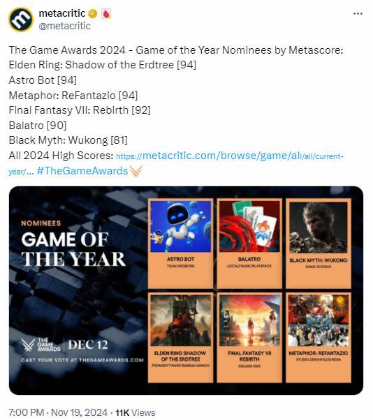 還在嘴硬 TheGamer：《黑神話：悟空》評分太低不配年度提名