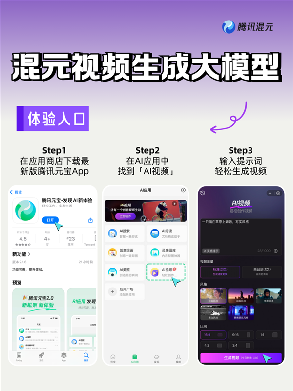 一句話生成視頻！騰訊混元視頻生成能力對外開放：使用教程來了