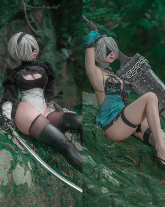 櫻花妹COS《尼爾》2B圣誕裝：大秀身材