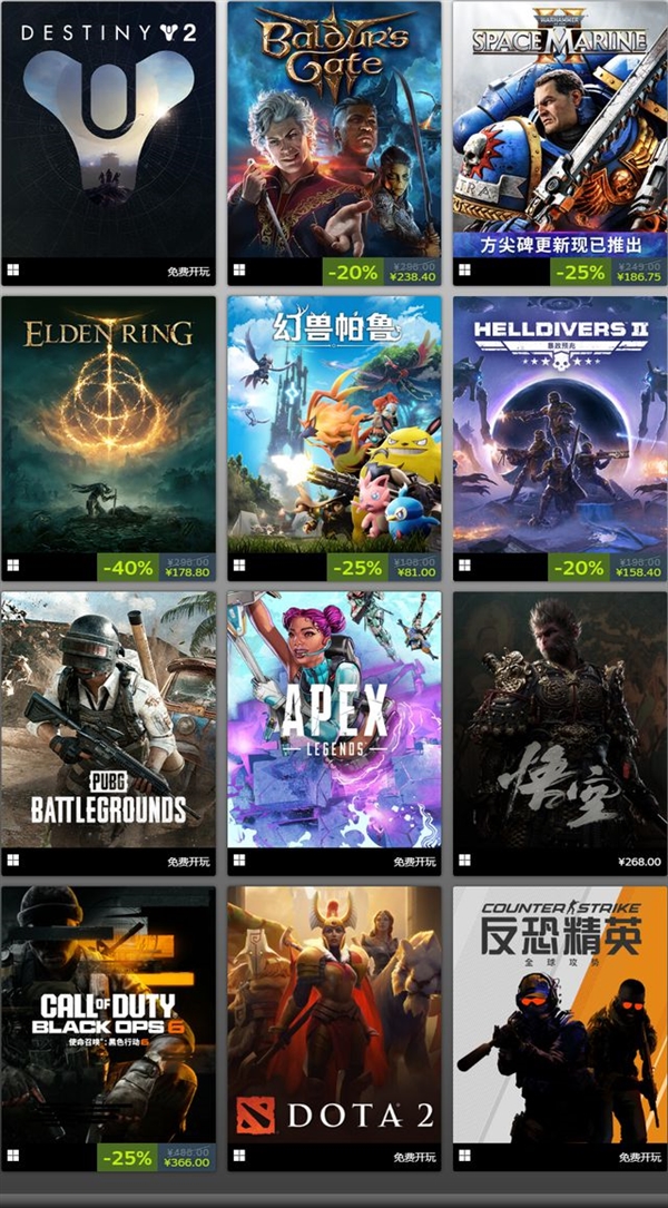 Steam公布2024年賺錢游戲：《黑神話：悟空》進(jìn)入第一梯隊(duì)！