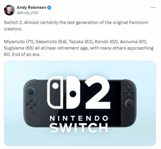 Switch 2或是紅白機(jī)元老的后一舞！都到了退休年齡