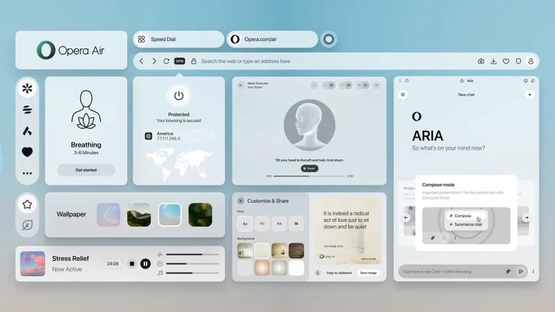 Opera Air 瀏覽器登場(chǎng)：融合冥想打造成你的專屬網(wǎng)絡(luò)禪修室，提升專注力
