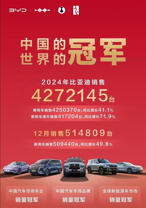 比亞迪 2024 年全球銷量三冠王 彰顯新能源汽車領(lǐng)軍實力