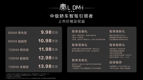 標配天神之眼 C 秦L DM-i智駕版加配不加價 售9.98萬起