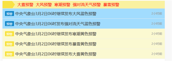 氣溫暴跌18℃以上！中央氣象臺(tái)多個(gè)黃色預(yù)警來了：寒潮、暴雪、大霧