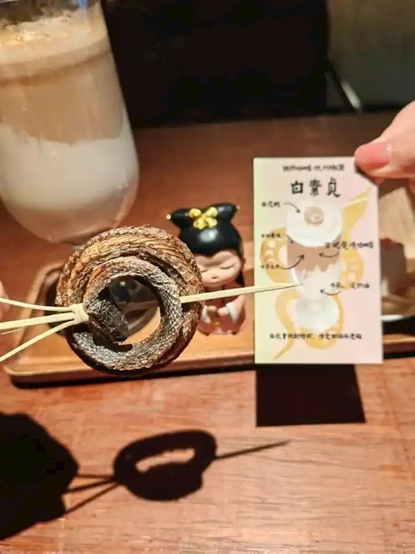 咖啡館靠“咖啡里有真蛇”出圈 有網(wǎng)友實測：真有蛇 誰敢喝