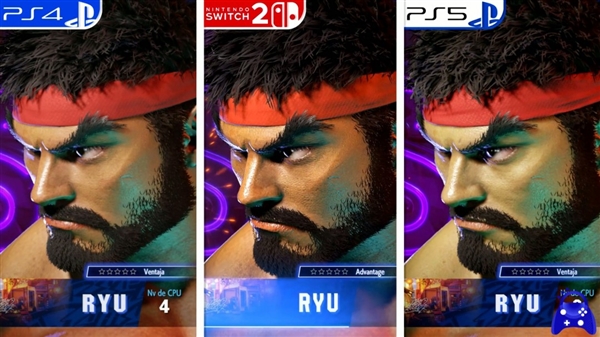 《街頭霸王6》PS4、Switch 2、PS5畫面對比