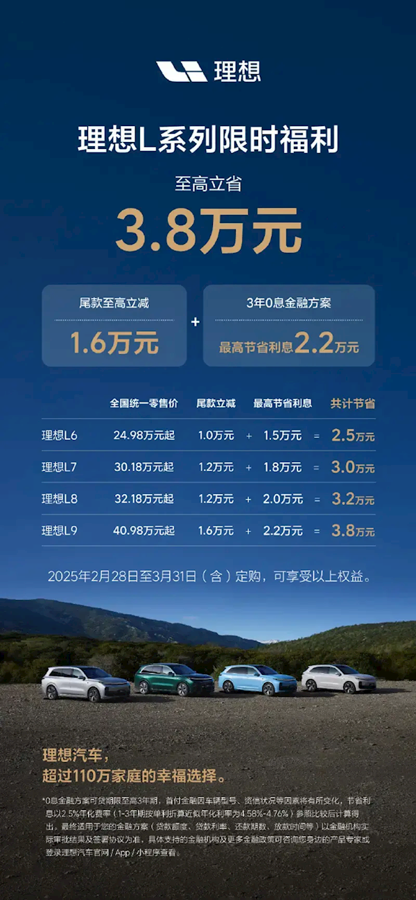 理想汽車辟謠：L系車型限時(shí)福利價(jià)系不實(shí)信息